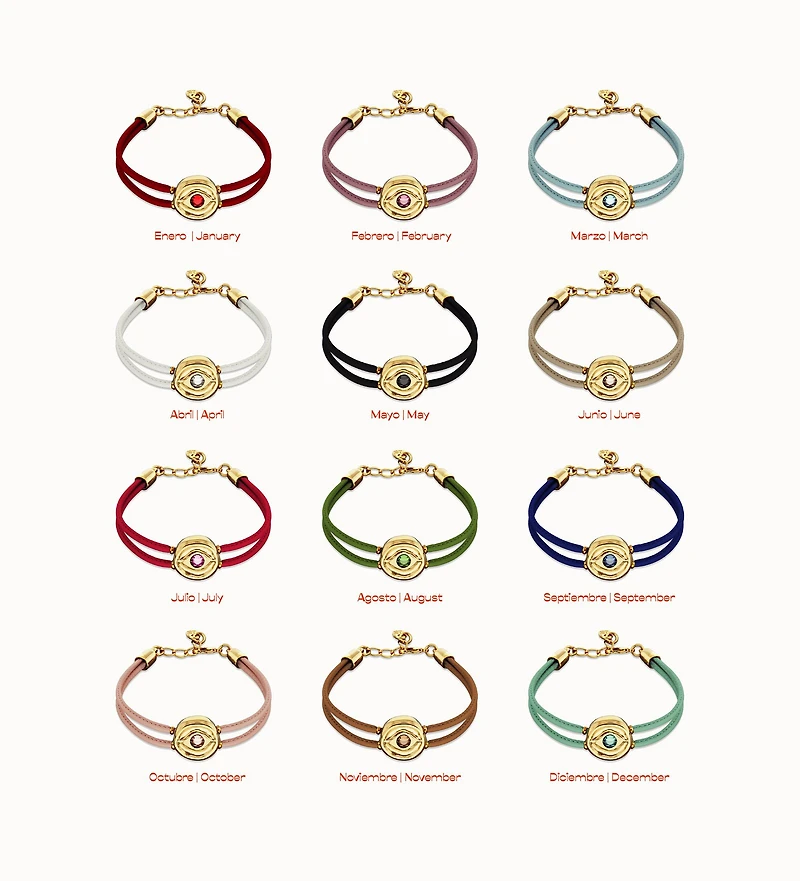 Double blue leather birthstone bracelet with eye