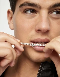 Leather necklace with beads and skull detail