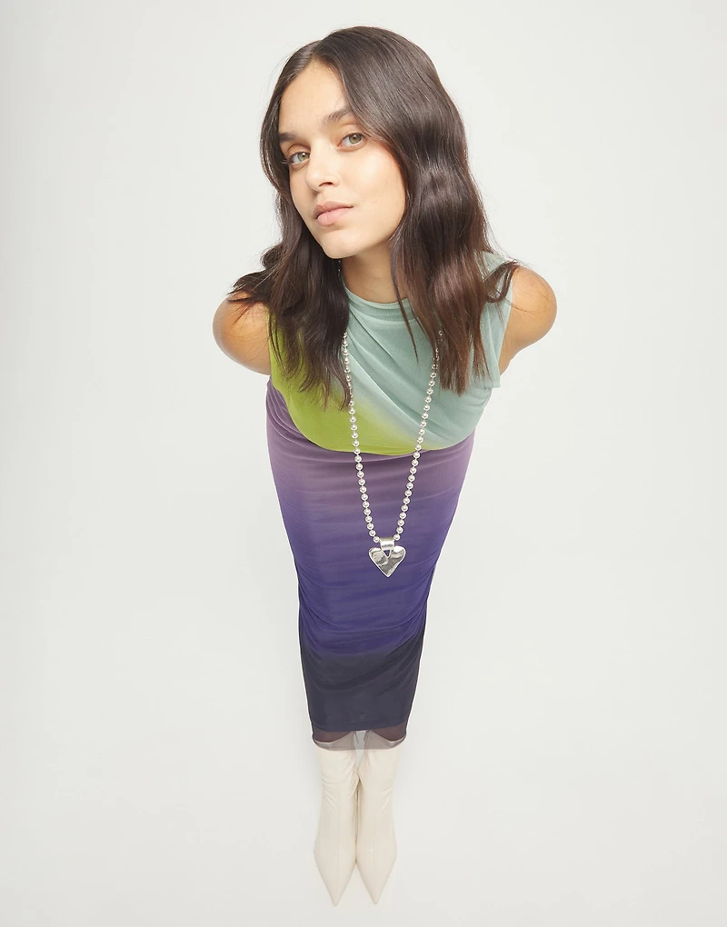 Long necklace with beads and heart detail