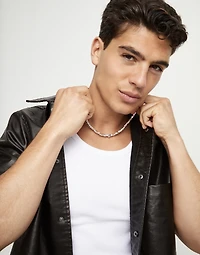 Leather necklace with beads and skull detail