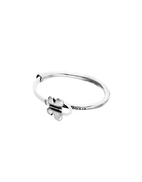 White leather bracelet with butterfly ornament