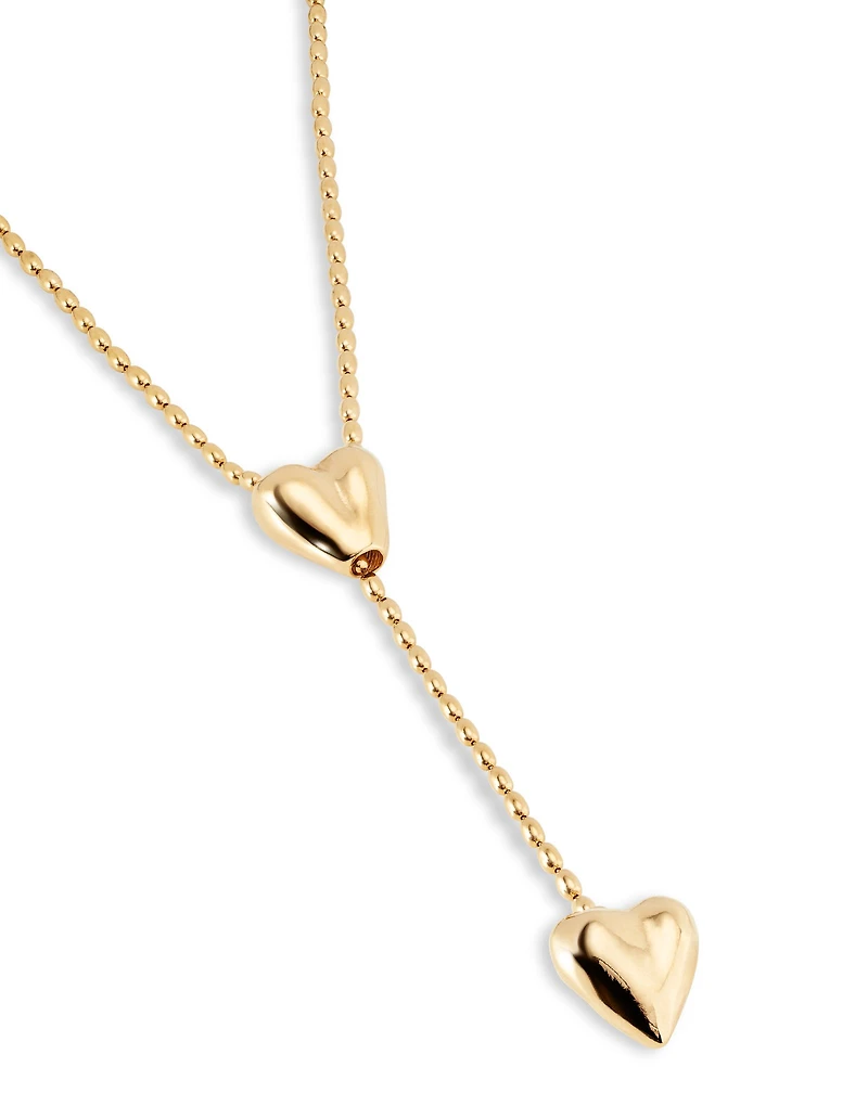 Long adjustable chain necklace with two hearts