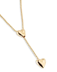 Long adjustable chain necklace with two hearts