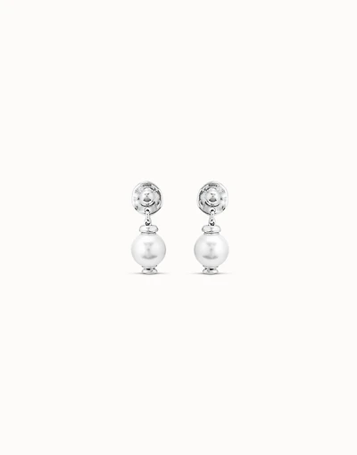 Sterling silver-plated drop earrings with pearl