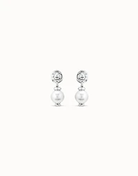 Sterling silver-plated drop earrings with pearl