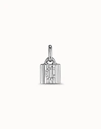 Sterling silver-plated padlock charm with topaz letter