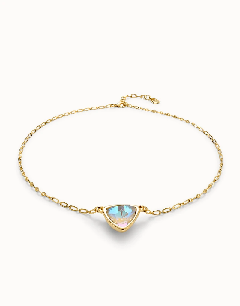 Pendant chain link necklace with multicolor crystal