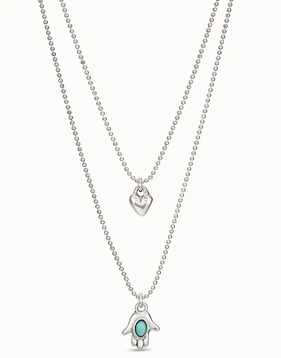 Multi strand pendant necklace with two charms