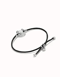 Black cord bracelet with a pearl