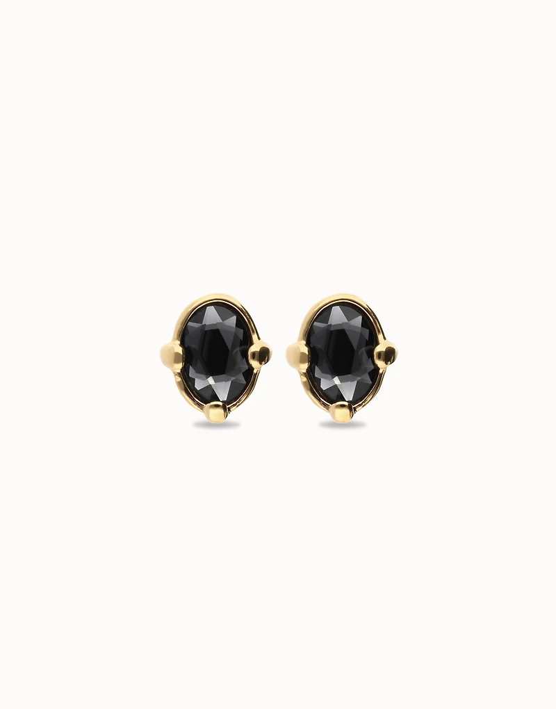 Studs with black oval faceted crystals