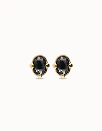 Studs with black oval faceted crystals