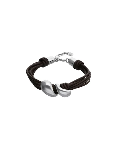 Leather bracelet with two drops