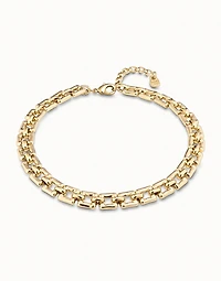 Short square link chain necklace