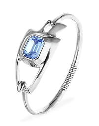 Semi-rigid bracelet with blue faceted crystal