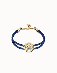 Double blue leather birthstone bracelet with eye
