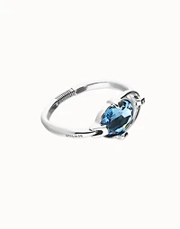 Bangle bracelet with faceted blue crystal