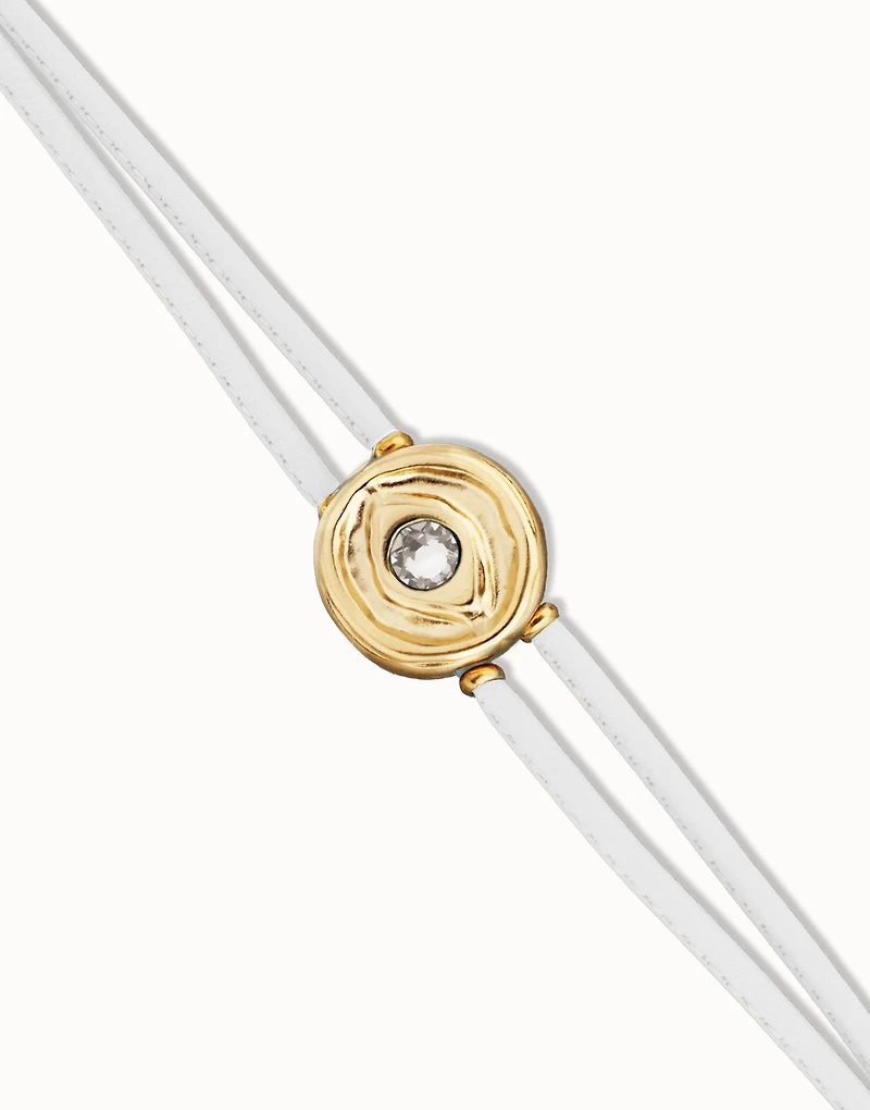 Double leather birthstone bracelet with eye