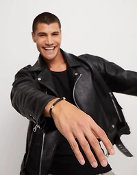 Leather bracelet with 2 circles