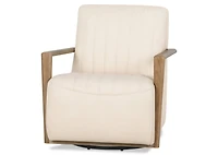 Simone Leather Swivel Chair -Ari Chalk
