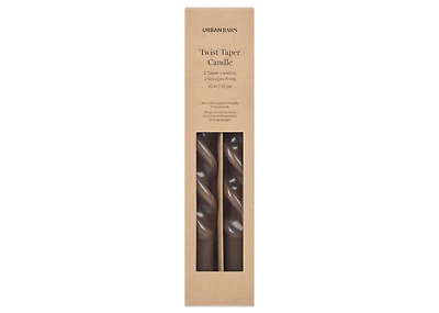 Twist Taper Candle Set Brown