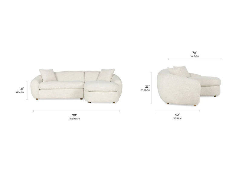 Ellison Sofa Chaise -Luly Ivory, RCF