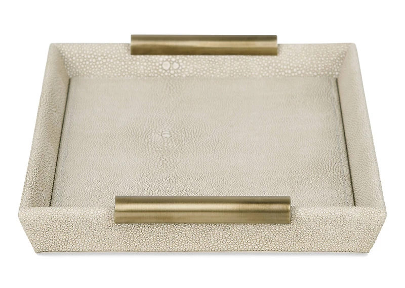Burrell Faux Leather Tray Small Sand
