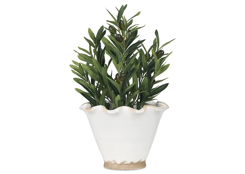 Ruffled Planter Large Antiqued White