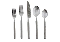 Hammered 5pc Cutlery Set Silver