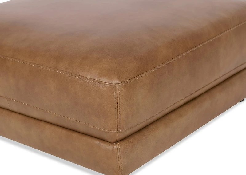 Mila Leather Ottoman -Bel Honey