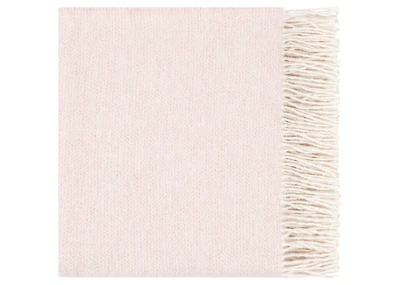 Bella Herringbone Throw Ivory/Pink