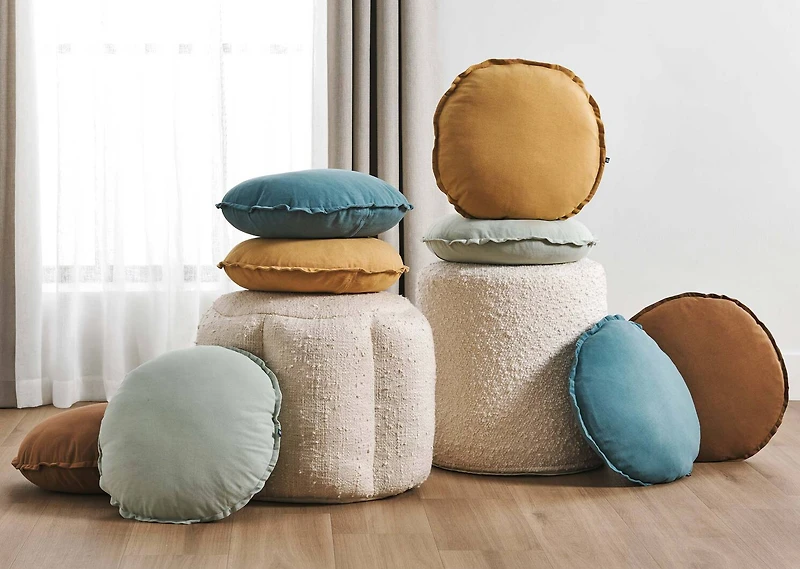 Faria Cotton Round Pillow Amber