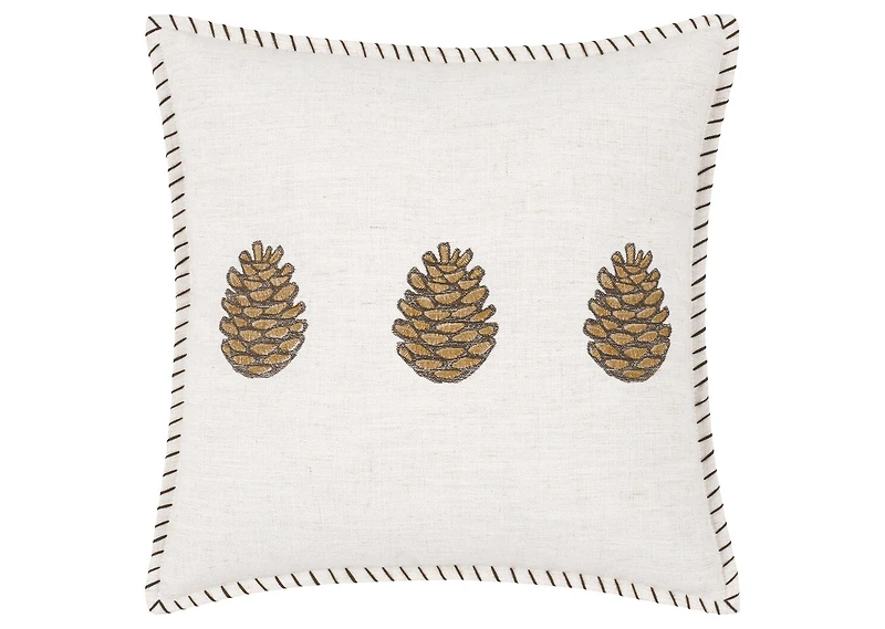 Pinecones Pillow 20x20 Ivory/Brown