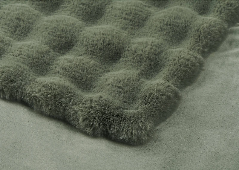 Zoey Faux Fur Throw Green