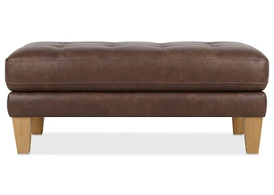 Carson Leather Ottoman -Wes Rum