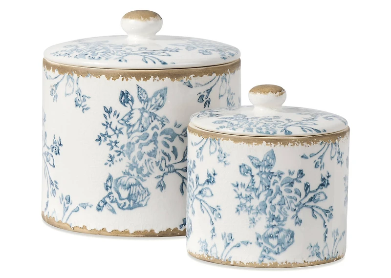 Chelsea Canister Large Ivory/Blue