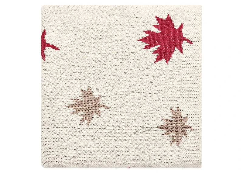 Maple Leaf Cotton Throw Natural/Multi