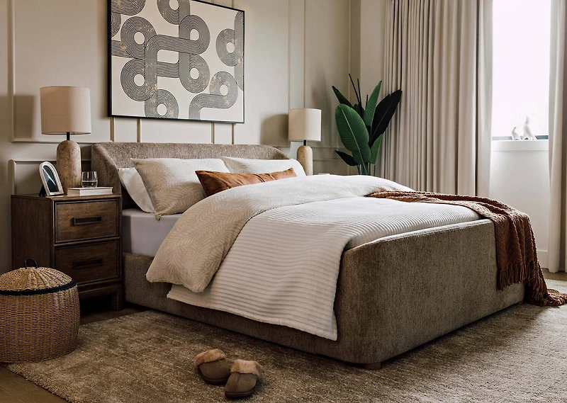 Tavira Cotton Duvet Set Queen Sand/Ivory