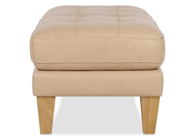 Carson Leather Ottoman -Zen Stone