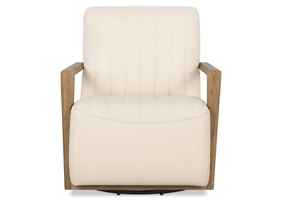 Simone Leather Swivel Chair -Ari Chalk