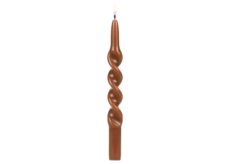 Twist Taper Candle Set Rust