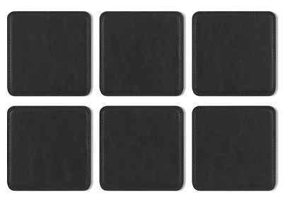 Riva Coaster Set with Holder Black