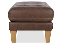 Carson Leather Ottoman -Wes Rum