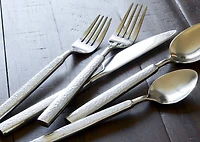 Hammered 5pc Cutlery Set Silver