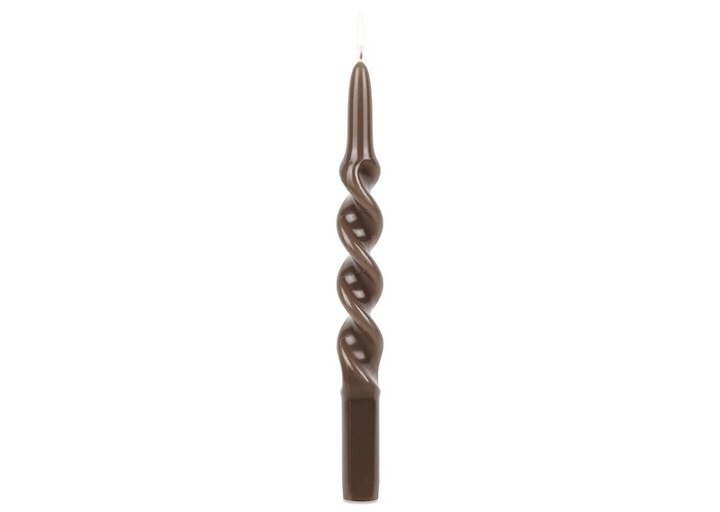 Twist Taper Candle Set Brown