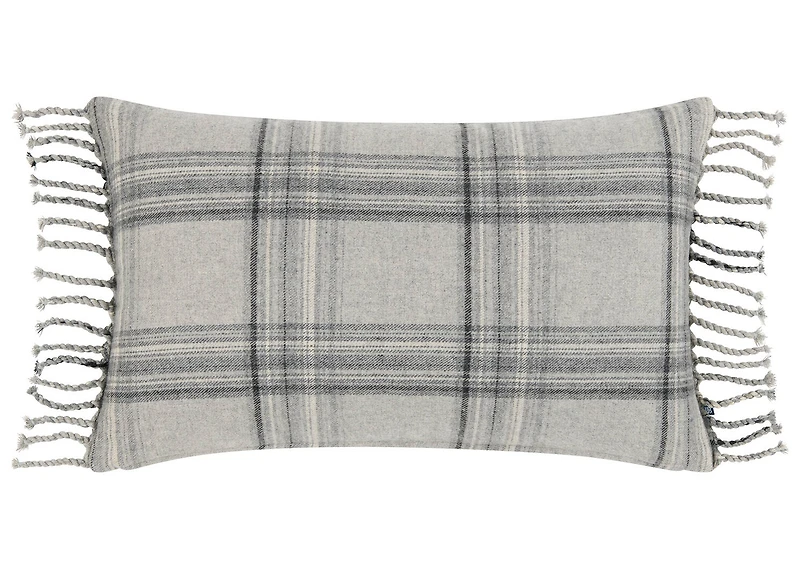 Harling Plaid Pillow 14x24 Grey
