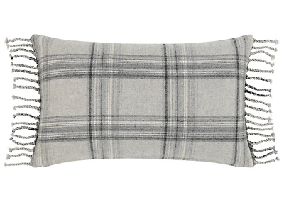 Harling Plaid Pillow 14x24 Grey