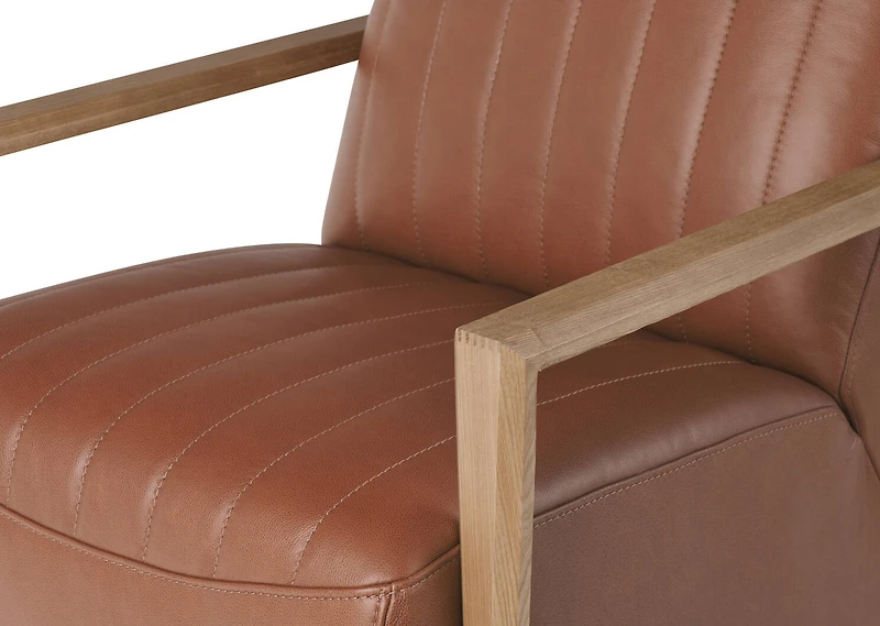 Simone Leather Swivel Chair -Ari Caramel