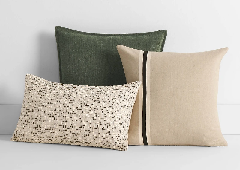 Leslie Cotton Pillow 20x20 Ivory/Blk