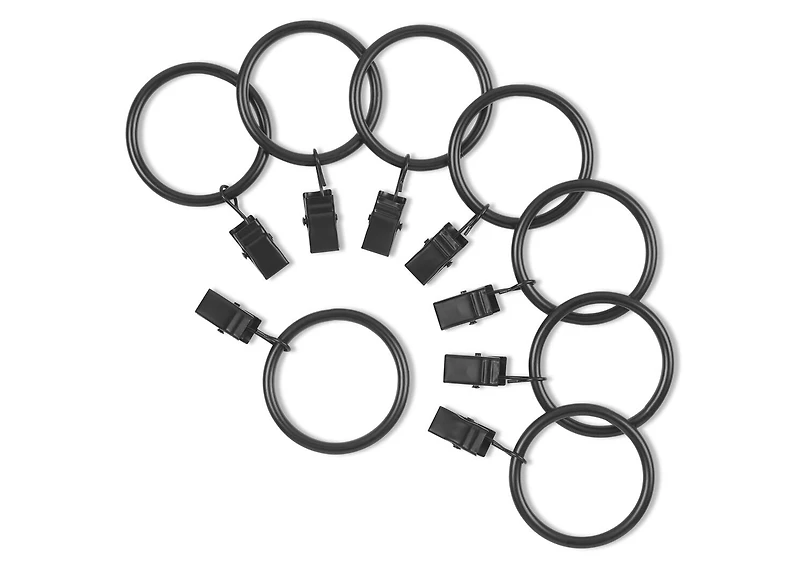 Ansel Drapery Rings Set of 8 Matte Bl