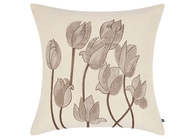 Ramea Cotton Floral Pillow 20x20 Iv/Brn